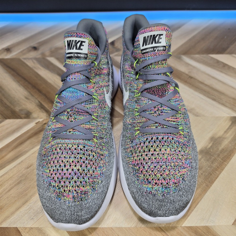 Nikeβ Lunar Epic Low Flyknit 2 Men's 9 Shoes Wolf Gray Multicolor Sprinkles - Picture 3 of 13